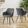 2 pcs Grey Dining Chairs Armchair PU / Metal Kitchen Dining Room Diamond Back UK