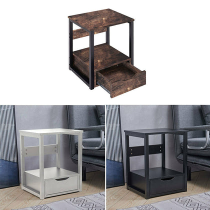 Bedside Table Cabinet Lamp Small Side End Table Nightstand Telephone w/ Drawer