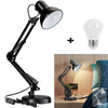 Metal Swing Arm Desk Lamps with LED Bulb Clamp Adjustable Table Lamp for Bedroom