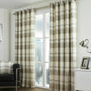 Natural Beige Tartan Check Curtains Balmoral Lined Eyelet Ring Top Curtains Pair