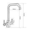 Modern Kitchen Sink Mixer Taps Dual Lever Right Angle Bend Bridge Faucets //