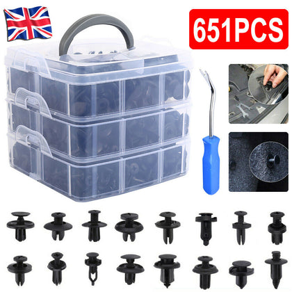 651X Car Plastic Push Pin Rivet Trim Clips Panel Fasteners Interior Fixing Tools