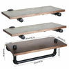 Set of 3 Floating Shelves Wall Mounted Wooden & Metal Storage Rack Display Decor