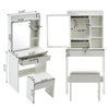 Modern Dressing Table w/1 Drawers Sliding Mirror Stool Makeup Desk Vanity Set UK