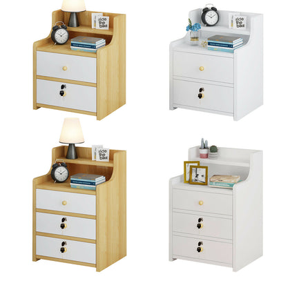 Bedside Tables NightStand Cabinet Chest Storage With Lock key 2/3 Drawer Bedroom