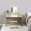Log Color Dressing Table Makeup Desk w/Flip-up Drawer Mirror & Stool Vanity Set