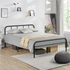 Double 4ft6 Bed Iron Frame Black Metal Platform Bed with High Headboard