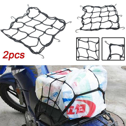 2X Cargo Net Bungee Elasticated Luggage Motorbike Car Storage Net Black 30*30cm