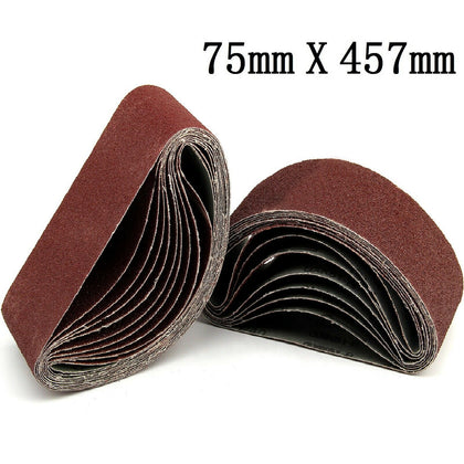 20 x Mixed Power Tool Sander Sanding Belt Belts 75mm x 457mm 40 60 80 120 Grit G