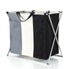 Aluminium Folding Laundry Cloth Basket Washing Hamper Bin Storage Bag Light Dark (Black+Grey+Beige)