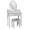 Nishano Dressing Table 3 Drawer White Makeup Vanity Mirror Bedroom Desk Stool