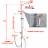 Shower Kit Twin Head 2 Mixer Shower Heads Rail Hose Riser Square Bathroom Set