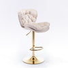 Bar Stools Set of 4 Adjustable Height Swivel Velvet Tufted Pub Bar Chairs Beige