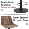 Set Of 2 PU Leather Retro Tub Bar Stools w/ Metal Frame Footrest Home Seat Brown