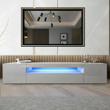 Modern 200 cm TV Unit Stand Cabinet with LED Lights High Gloss Doors