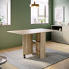 Mobile Folding Dining Table Drop Leaf Wood Rolling Desk with 2 Storage Shelves