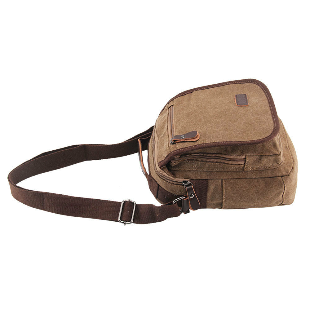 Army Style Canvas Messenger Shoulder Bag - Canvas Bag Leather Bag