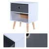 Bedside Rack with Shelf Drawer Nightstand White Grey Cabinet Side Table Storage