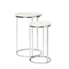 2 Pc White/Black Marble Nested Table Coffee Sofa Beside Side Table Nightstand UK