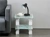 Rectangle Glass Coffee Table with Stroage Modern Living Room Furniture Chrome