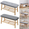 2 Tier Wooden Shoe Rack Storage Bench Bed End Stool Velvet Fabric Padded Seat