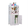 White Bathroom 3 Tier 2 Doors WPC Cabinet Shelf Cupboard Bedroom Storage Unit