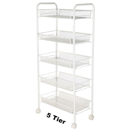 5Tier Kitchen Rolling Trolley Storage Rack Vegetable Fruit Cart Organiser Wheels