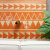 Washable Orange Geometric Rug Indoor Patio Outdoor Rugs Easy Clean Flatweave Mat