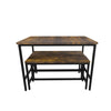Wooden Dining Table Vintage Retro Furniture Rustic Metal Kitchen Breakfast Bench