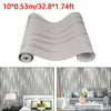Modern 3D Crescent Wave Stripes Embossed Non-woven Flocking Wallpaper Grey 10M