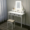 Dressing Table Makeup Desk LED Mirror Vanity Set 7 Drawers Organizer Stool White