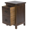 Dark Wood Bedside Cabinet Solid Pine 2 Drawer Side Table Nightstand Metal Handle