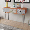 Console Table with 3 Drawers Brown