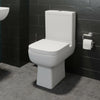 Close Coupled Bathroom Toilet Modern White Square Ceramic Soft Close Seat WC Pan
