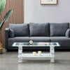 Rectangle Glass Coffee Table with Stroage Modern Living Room Furniture Chrome