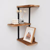 Rustic Wood Corner Shelf Home Display Storage Rack Wall Floating Shelf 3 Tier UK