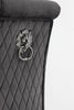 Grey Plush Velvet Lion Knocker Back Accent Dining Chair Chrome Legs