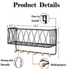 Wall Mounted Shelf Hooks Basket Wire Rack Storage Unit With Key Hanging Hangers