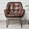 Chesterfield Retro Distressed Tan Faux Leather Armchair Sofa Button Soft Chair