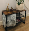 Industrial Shoe Bench Hallway Seat Storage Rack Shelf Organizer Rustic Metal