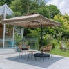 Garden Parasol Banana Cantilever Umbrella Crank Sun Shade Patio Outdoor W/ Base