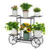 Black Metal Outdoor Indoor Plant Stand Multiple Tiered Plant Cart House Decorati