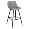 2x Barstool Breakfast stool Metal+leather Counter Bar Chair Faux Bar Stool grey
