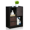 Furinno Espresso Living Storage Cabinet with Bins and Door, Espresso/Dark Brown