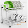 2 Tier Stainless Steel Plate Dish Cutlery Drainer Drying Rack Drip Tray Holder