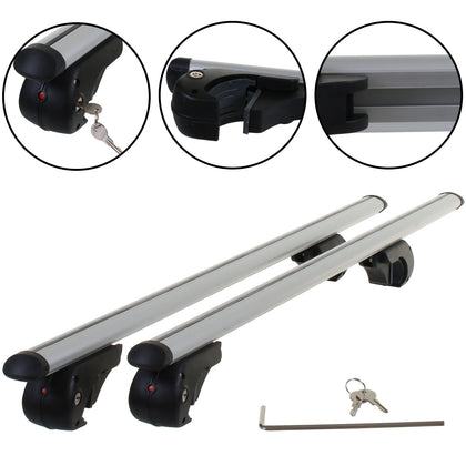 Universal Aluminium Car Roof Rack Bars Lockable Rail Anti Theft Luggage Carrier