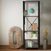 Vintage Industrial Bookcase Rustic Storage Cabinet Tall Shelf Metal Display Unit