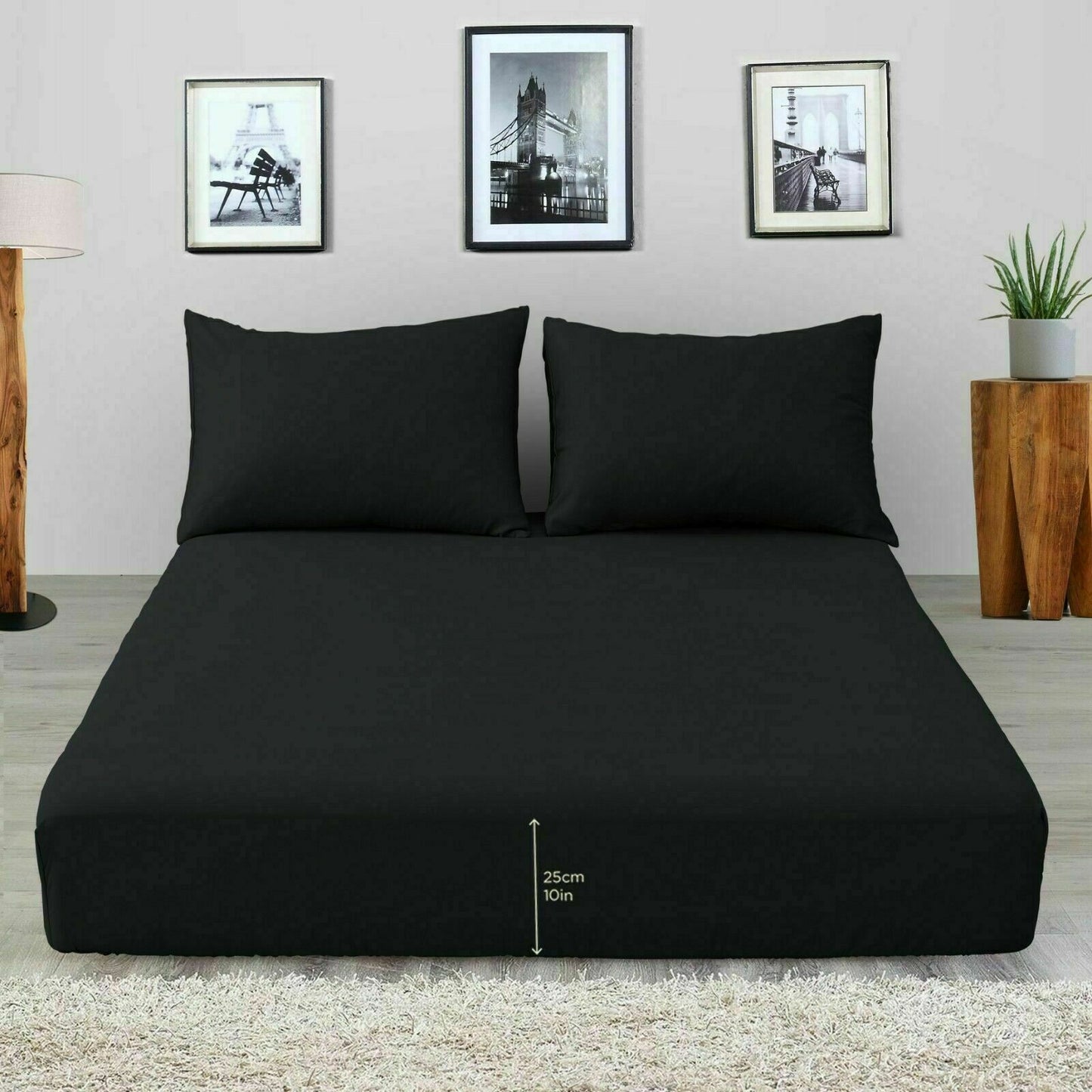 Full 25cm Fitted Sheet Bed Sheets 100% Poly Cotton Single Double King King Size