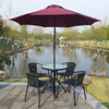 Outdoor Dining Table Garden Patio Bistro Cafe Tempered Glass Top Table Metal Leg