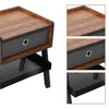 Retro Bedside Table Nightstand Sofa Side Desk Cabinet Storage with Fabric Drawer